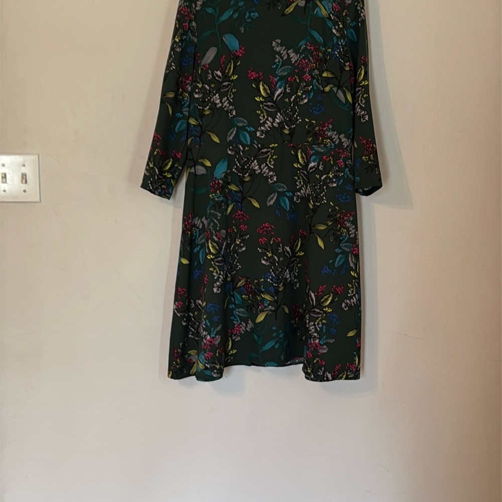 Banana Republic Blue and Red A-Line Dress 3/4 Sleeve
